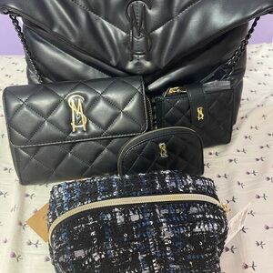STEVE MADDEN Black Quilted Women's Bag Set